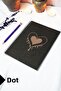 A5 Heart Themed Black Kraft Cover Notebook - Dotted Notebook - 60 Sheets (120 Pages) 15X21 cm