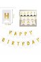 Gold-White Happy Birthday Ornament Banner and 10Pcs Transparent Balloons and Gold Balloon Confetti Sequins Birthday - 3