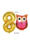 Woodland Owl Concept 8 Years Old Balloon Set Cute Owl Owl and Gold Number Balloon Birthday Balloon Set