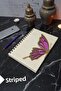 Butterfly Themed Wooden Cover Notebook - Lined Notebook - Agenda - School Notebook (A5 - 120 Pages)