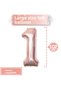 Large Number Balloon Rose Gold Age 1 + Transparent Balloon with Confetti Sequin and Metallic Rose Gold Balloon Gift - 4