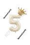Beige Number and King Crown Foil Balloon Set Age 5