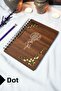 Rose Wooden Cover Spiral School Notebook - Dotted Notebook - 60 Sheets (120 Pages) - A5 15X21 cm