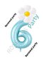 Blue Number and White Daisy Foil Balloon Set Age 6
