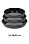 20-24-28 cm Set of 3 Black Glossy Enamel Round Oven Trays