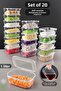 20 Pieces of Leak-Proof Self-Closing Storage Containers Suitable for Deep Freezer, Airtight Organizer, 1Lt