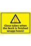 When the Work Is Done, Close the Pipes and Wrap the Hoses! Isg Warning Sign Pvc A3 30X42 cm