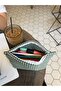 Dark Green Gingham Washable Zippered Single Eye Cloth Pen Holder Pencil Case Wallet Makeup Bag - 2
