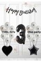 Black Ribbon White Balloon Black Number Black Heart Black Star - Black - White Birthday 3 Years Old