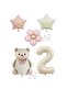 Bal10 Cream Color Number and Teddy Bear Star Daisy Foil Balloon Set Age 2