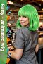 Party / Animation / Theater Fiber Synthetic Wig with Flat Bangs - Neon Green - 2