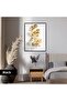 Amazing | Shiny Gold Leaf Pattern | Framed Tempered Glass Table Single Vertical