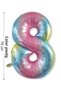 Foil Balloon 8 Number Helium Balloon 76 cm Rainbow - 8 Years Old Balloon - 8 Number Balloon - 34 Inch