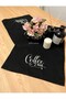Velvet Textured Embroidered Decorative Black Runner Coffee Table Cloth 40x140 cm - 2