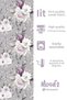 Gray Purple Floral Pattern Printed Suede Runner Tablecloth - 2