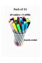 Double Ended Brush Pen Fineliner and Brush Tip - Set of 33 with Pen Holder