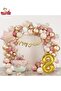 8 Years Old Foiled Balloon Birthday Party Set - Pink Retro Star Gold with Cake Sober Head - 2