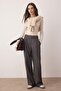 Gri Wide Leg/Geniş Paça Yüksek Bel Dokuma Pantolon TWOAW26PL00036