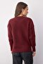 Wardrobe Essentials Bordo Yünlü Premium İplik Basic Geniş Kalıp Triko Kazak | TWOAW26KZ00065 - 4