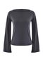 Antrasit Relaxed/Rahat Kalıp İspanyol Kol Esnek Örme Bluz TWOAW25BZ00203 - 6