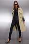 Light Khaki Striped Lining Detailed Double Breasted Oversize Long Trench Coat Twoaw26Tr00019 - 2