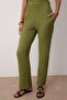 Green Textured Seersucker Asymmetrical Single Sleeve Stretch Knitted Bottom - Top Set Twoss25Au00129 - 3