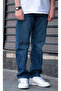 Men's Blue Baggy Loose Cut Pants Washed Stylish and Modern - 5