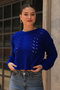 Round Crew Neck Long Sleeve Hair Braided Openwork Hole Detailed Winter Knitwear Sweater - 6