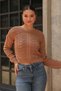 Round Crew Neck Long Sleeve Hair Braided Openwork Hole Detailed Winter Knitwear Sweater - 6