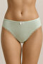 Waist Elastic Leg Lace Perforated Rib Panties Set of 3 - 4