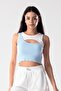 2 Color White-Blue Camisole Asymmetric Crop Tank Top Blouse Top - 3