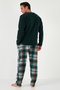 Plaid Regular Fit Buttoned Crew Neck Winter Fleece Pajama Set Men's PAJAMA SET 609 - 7