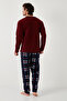 Regular Fit Crew Neck Winter Soft Textured Fleece Pajama Set Men's PAJAMA SET 6096 - 6