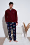 Regular Fit Crew Neck Winter Soft Textured Fleece Pajama Set Men's PAJAMA SET 6096