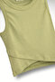 Khaki Green Sleeveless Crop Double-Breasted Detailed Ball Tank Top T-Shirt - 2