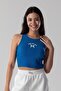 Slogan Printed Cotton Ribbed Knitted Camisole Lycra Y2K Style Crop Top - 6