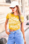 Yellow Camisole Bodycon Printed Crop Slim Fit T-Shirt -Petite - 2