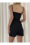Women's Black, Strappy Double Breasted Collar Shorts Jumpsuit - 7