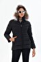 Women's Short Detachable Natural Fur Hooded Wind-Resistant Puffer Jacket 8671 - 8