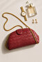 Burgundy Knit Leather Chain Portfolio and Shoulder Bag
