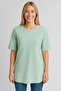 Women's Oversize Fit Wrinkled Fabric Double Sleeve Side Slit T-Shirt Blouse - T954