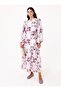 Floral Patterned Chiffon Hijab Dress - Dusty Rose - Refka