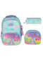 Girl's Embossed Figured and Sequin 3-Piece Set Primary School Backpack with Feeding and Pen Holder RLX1370