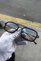 Gaza Unisex Black Rectangle Metal Frame Colorful Glass Uv400 Sunglasses - 4