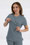 Single Top Special Collar Doctor and Nurse Surgical Scrub with Invisible Zipper Goblin Blue | BRLMEDİKAGO - 2