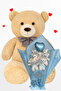 Plush Bear 90 cm Birthday Gift Set Blue Bouquet with Teddy Bear and Balloon Heart for Special Occasion