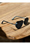 Izara Unisex Black Rectangular Metal Frame Uv400 Sunglasses - 2