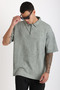 Washed Double Pique Fabric Men's Polo Neck Loose Fit T-Shirt with Tumbled Effect - 7