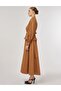 Ruffle Detailed Cotton Dress Tobacco - 4