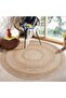 FFD Handmade Round Jute Rug | Natural Hand Braided Floor Mat | Eco-Friendly Reversible Area Rug 120c - 2